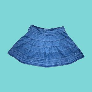 Denim Ruffle Mini Skirt